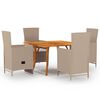 vidaXL 5 Piece Garden Dining Set Beige