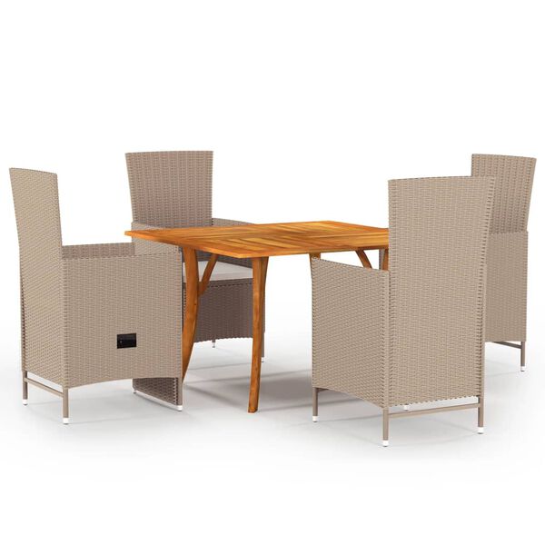 vidaXL 5 Piece Garden Dining Set Beige