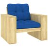 vidaXL Garden Chair with Royal Blue Cushions Impregnated Pinewood