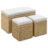 vidaXL Bench with 2 Ottomans Seagrass Grey