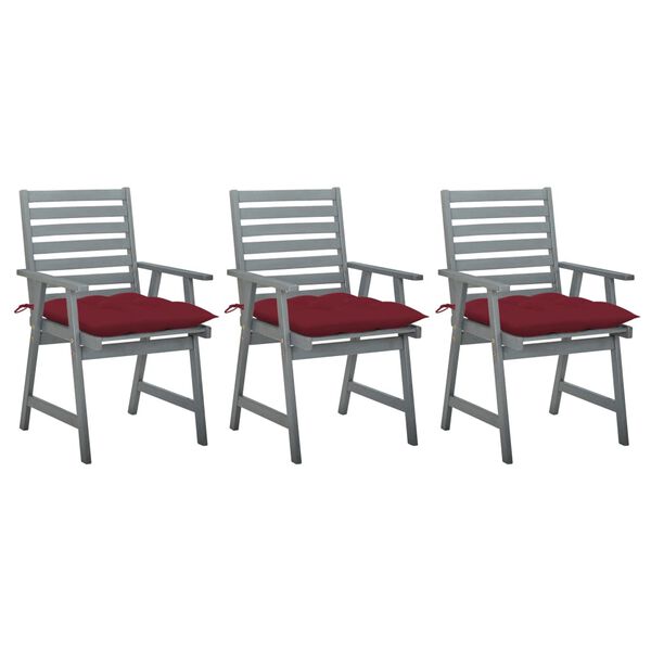 vidaXL Outdoor Dining Chairs with Cushions 3 pcs Solid Acacia Wood