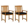 vidaXL Garden Chairs with Cushions 2 pcs Solid Acacia Wood