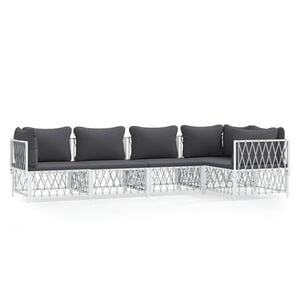 vidaXL 5 Piece Garden Lounge Set with Cushions White Steel