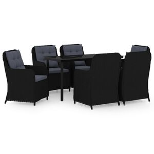 vidaXL 7 Piece Garden Dining Set Black