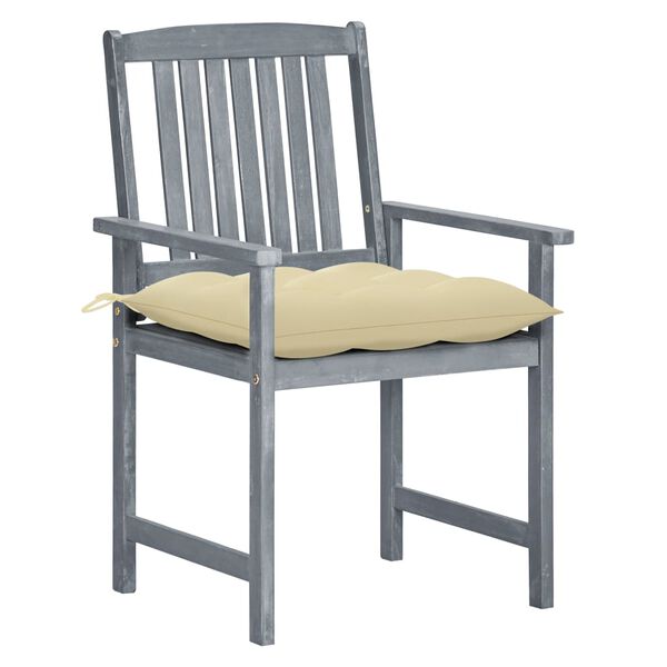 vidaXL Garden Chairs with Cushions 2 pcs Grey Solid Acacia Wood