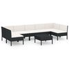 vidaXL 8 Piece Garden Lounge Set with Cushions Poly Rattan Black