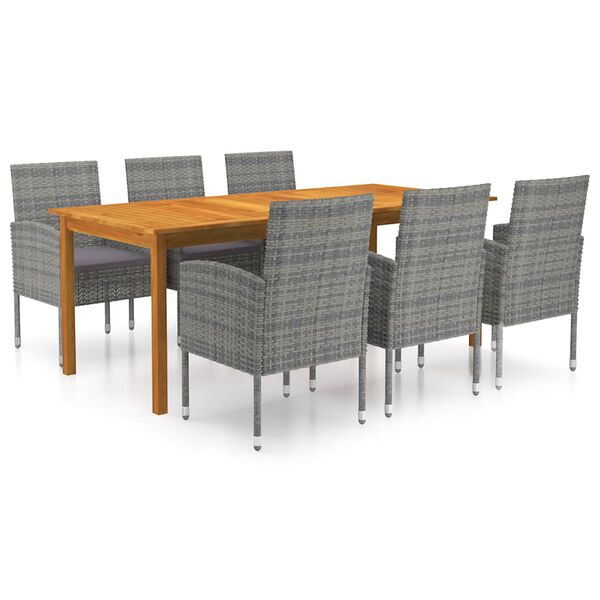 vidaXL 7 Piece Garden Dining Set Grey