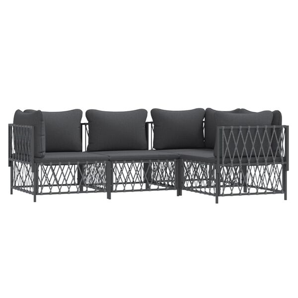 vidaXL 4 Piece Garden Lounge Set with Cushions Anthracite Steel