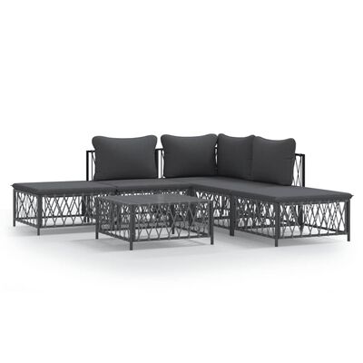 vidaXL 6 Piece Garden Lounge Set with Cushions Anthracite Steel