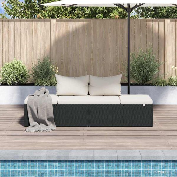 vidaXL Garden Bed Black 195x60 cm Poly Rattan
