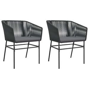 vidaXL Garden Chairs 2 pcs with Cushions Black Poly Rattan