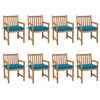 vidaXL Garden Chairs 8 pcs with Light Blue Cushions Solid Teak Wood