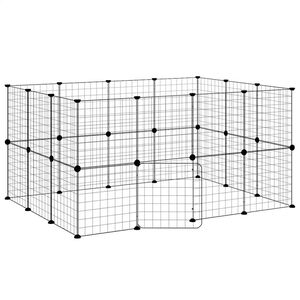 vidaXL Pet Cage | Black | Powder-coated steel | 35 x 35 cm | Expandable