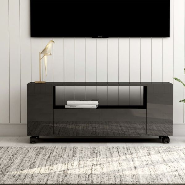 vidaXL TV Cabinet High Gloss Grey 120x35x48 cm Engineered Wood