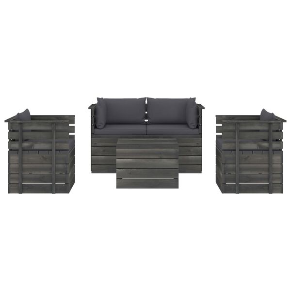 vidaXL 5 Piece Garden Pallet Lounge Set with Cushions Solid Pinewood