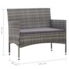 vidaXL Garden Bench 105 cm Poly Rattan Grey