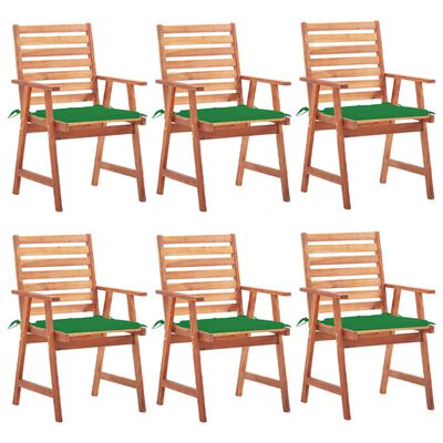 vidaXL Outdoor Dining Chairs 6 pcs with Cushions Solid Acacia Wood