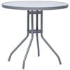 vidaXL Garden Table | Light Grey | Steel, Glass | Small | Durable