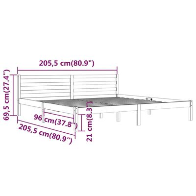 vidaXL Bed Frame without Mattress Solid Wood Pine 200x200 cm Black