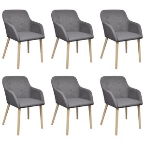 vidaXL Dining Chair | Set of 6 | Dark Grey | Polyester and Oak | Standard