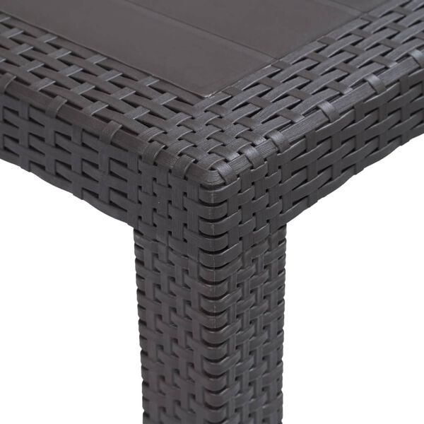 vidaXL Garden Table Brown 220x90x72 cm Plastic Rattan Look