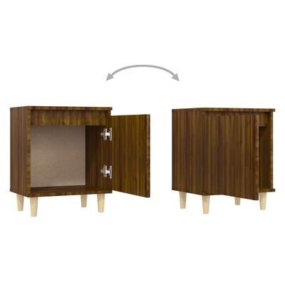 vidaXL Bed Cabinet with Solid Wood Legs Brown Oak 40x30x50 cm