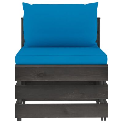 vidaXL 5 Piece Garden Lounge Set with Cushions Grey Impregnated Wood