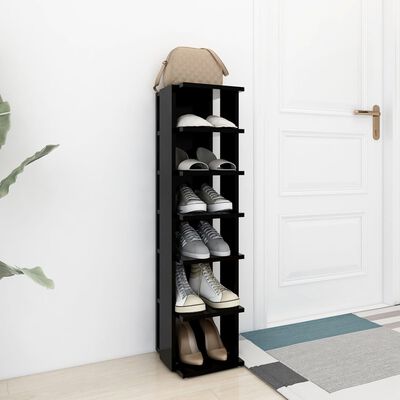 vidaXL Shoe Cabinet Black 27.5x27x102 cm Engineered Wood