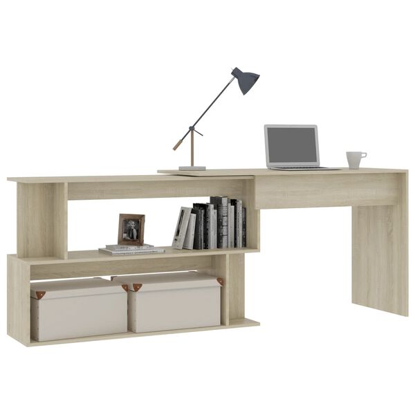 vidaXL Corner Desk Sonoma Oak 200x50x76 cm Engineered Wood