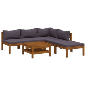 vidaXL 6 Piece Garden Lounge Set with Cushion Solid Acacia Wood