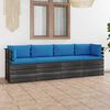 vidaXL Garden 4-Seater Pallet Sofa with Cushions Solid Pinewood