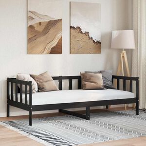 vidaXL Day Bed without Mattress Black Solid Wood Pine 90x200cm