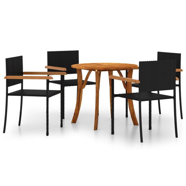 vidaXL 5 Piece Garden Dining Set Black