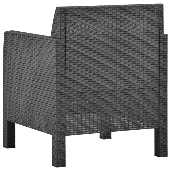 vidaXL Garden Chair with Cushion Anthracite 63x65x76 cm PP Rattan