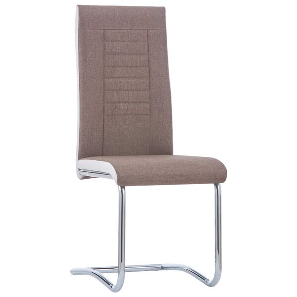 vidaXL Cantilever Dining Chairs 2 pcs Brown Fabric