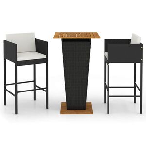 vidaXL Garden Bar Set | Black, Cream White