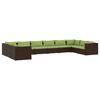 vidaXL 10 Piece Garden Lounge Set with Cushions Poly Rattan Brown