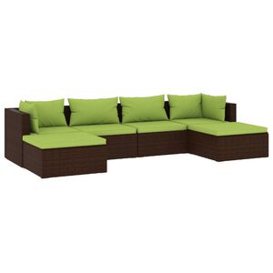 vidaXL Garden Lounge Set | Brown | Poly Rattan, Powder-Coated Steel, Fabric