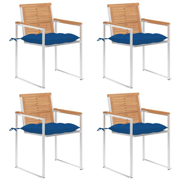 vidaXL Garden Chairs 4 pcs with Cushions Solid Teak Wood