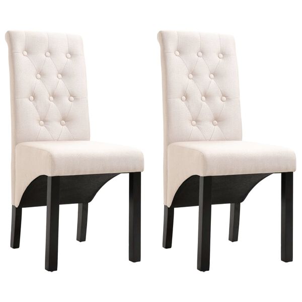 vidaXL Dining Chairs 2 pcs Cream Fabric