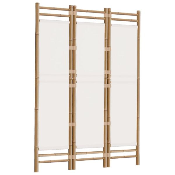 vidaXL Folding 3-Panel Room Divider 120 cm Bamboo and Canvas