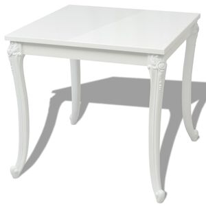 vidaXL Kitchen Table | High gloss white | MDF top, plastic legs | Medium