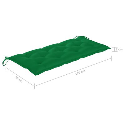 vidaXL Swing Bench with Green Cushion 120 cm Solid Teak Wood
