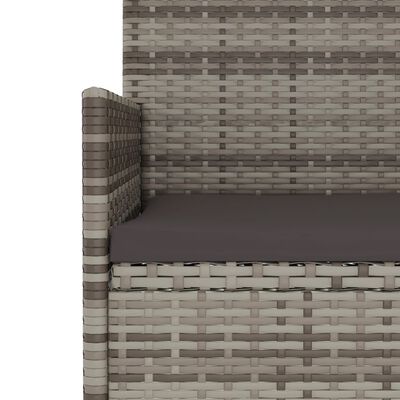 vidaXL 2-Seater Garden Bench with Cushions Grey Poly Rattan