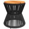 vidaXL Coffee Table with Wire Base Black &Oslash; 45x44 cm Solid Wood Acacia