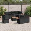 vidaXL 9 Piece Garden Sofa Set with Cushions Black Poly Rattan
