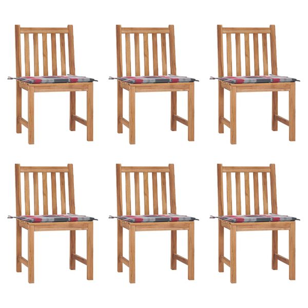 vidaXL Garden Chairs 6 pcs with Cushions Solid Teak Wood