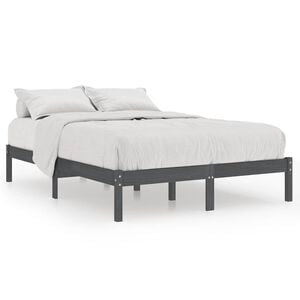 vidaXL Bed Frame | Grey | Solid pinewood | 140x200 cm | Durable | Bed Frame