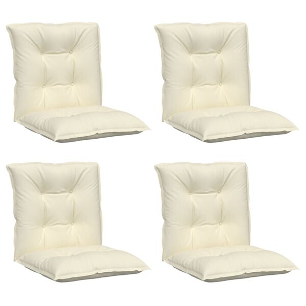 vidaXL Garden Lowback Chair Cushions 4 pcs Cream 100x50x7 cm Fabric