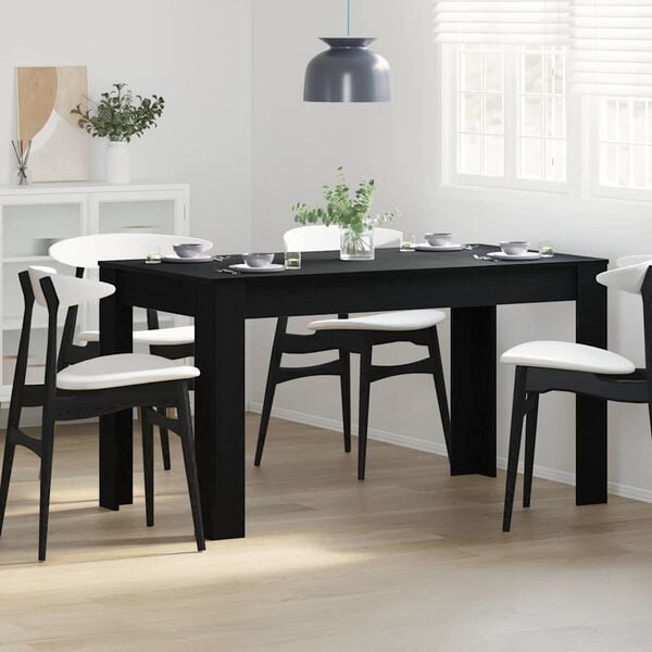 vidaXL Dining Table Black Oak 140 x 74.5 x 76 cm Poly Rattan